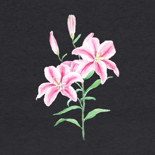 pink lily flower watercolor by colorandcolor